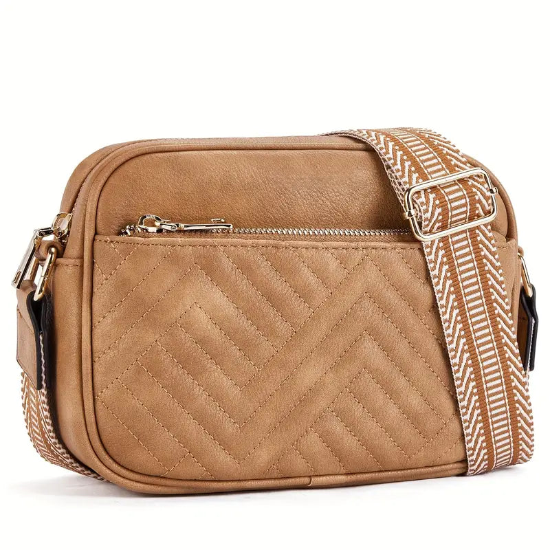 bags : Vegan Leren Schoudertas Dames - Stijlvol Duurzaam Design - Vegan Leer in Kameel Bruin van Pantino