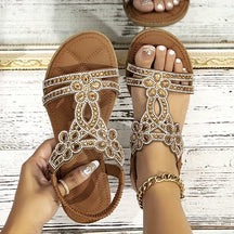 Sandals : Dames Sandalen Blauw Vegan Bio - Comfortabele Zomer Slippers in Bruin van Pantino
