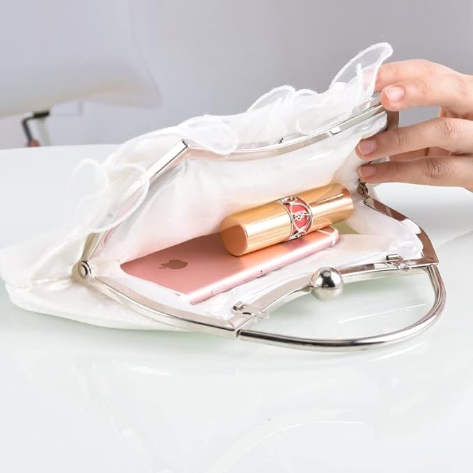 bags : Clutch Dames Wit - Elegante Bloemenapplicaties Avond - Stof in van Pantino