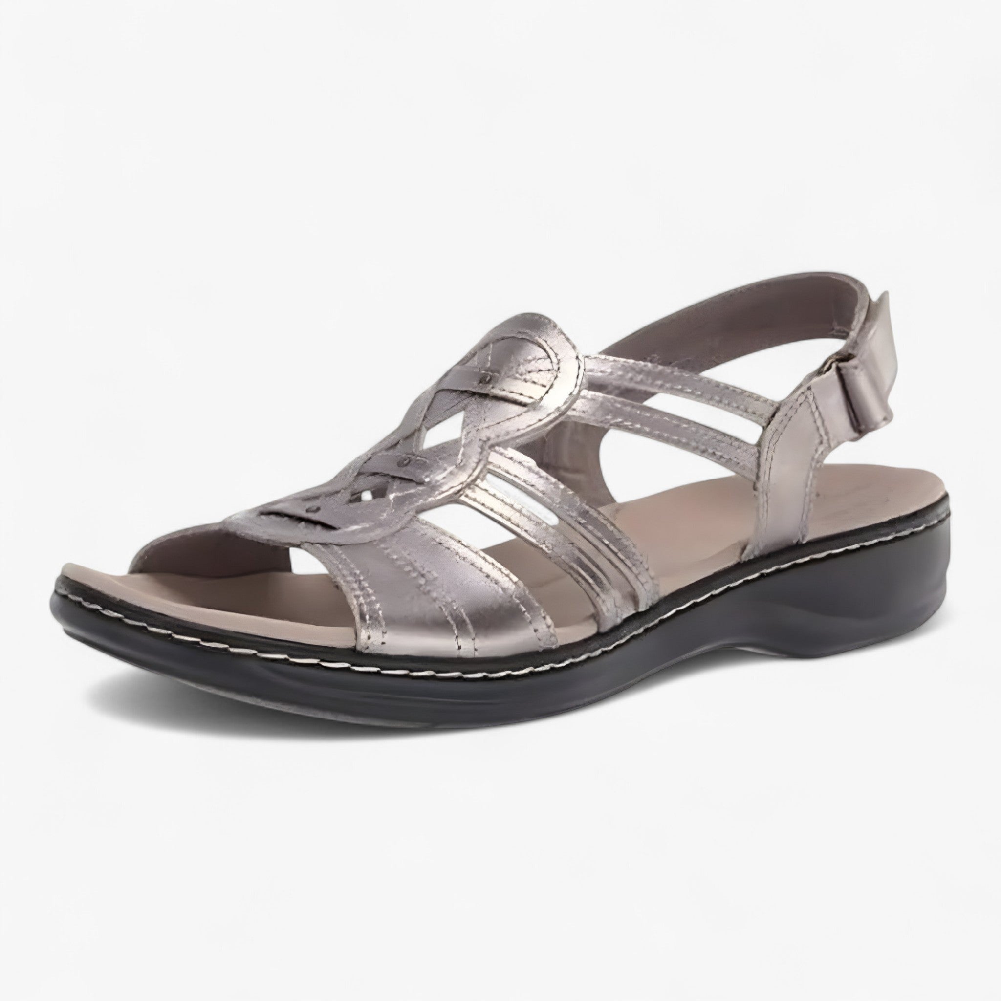 Sandals : Dames Sandalen Comfortabele en Elegante van Zwart Leer met Lage Sleehak in Oro van Pantinoshop