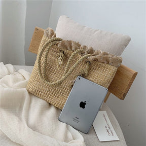 bags : Geweven Draagtas - Zomertas - Beige in van Pantino