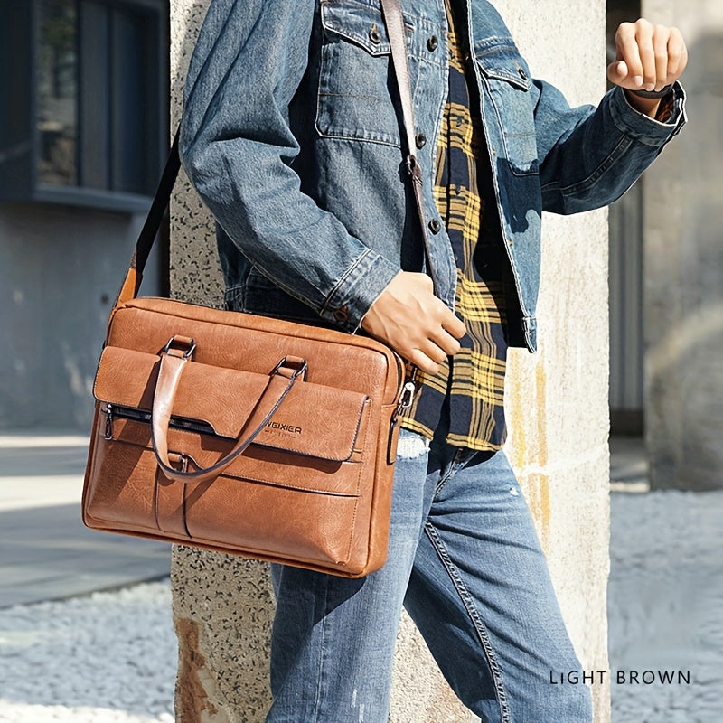 bags : Schoudertas Heren Donkerbruin - Herentas Handtas Retro Tas Elegant in van Pantino