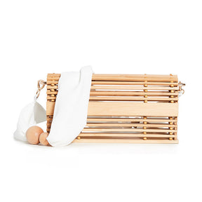 bags : Bamboe Mand Tas - Wit in van Pantino