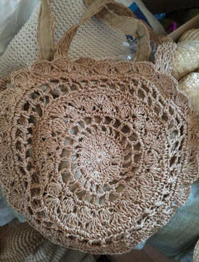 bags : Vintage Rotan Tas - SeaSide Chic - Beige in Lichte koffie van Pantino