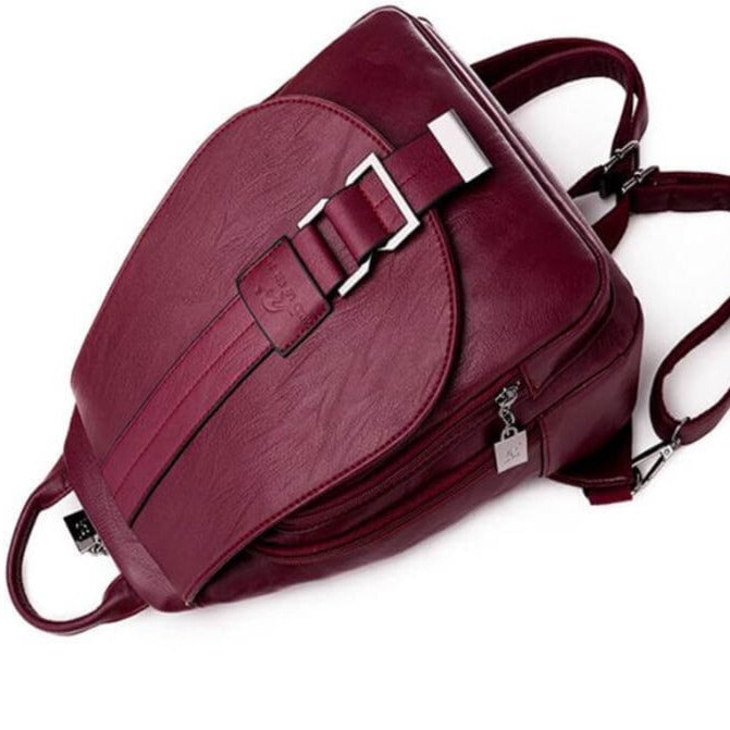 bags : Leren Dames Rugzak Lila - Compacte Schoudertas voor Vrouwen - Trendy & Chique Design in van Pantino