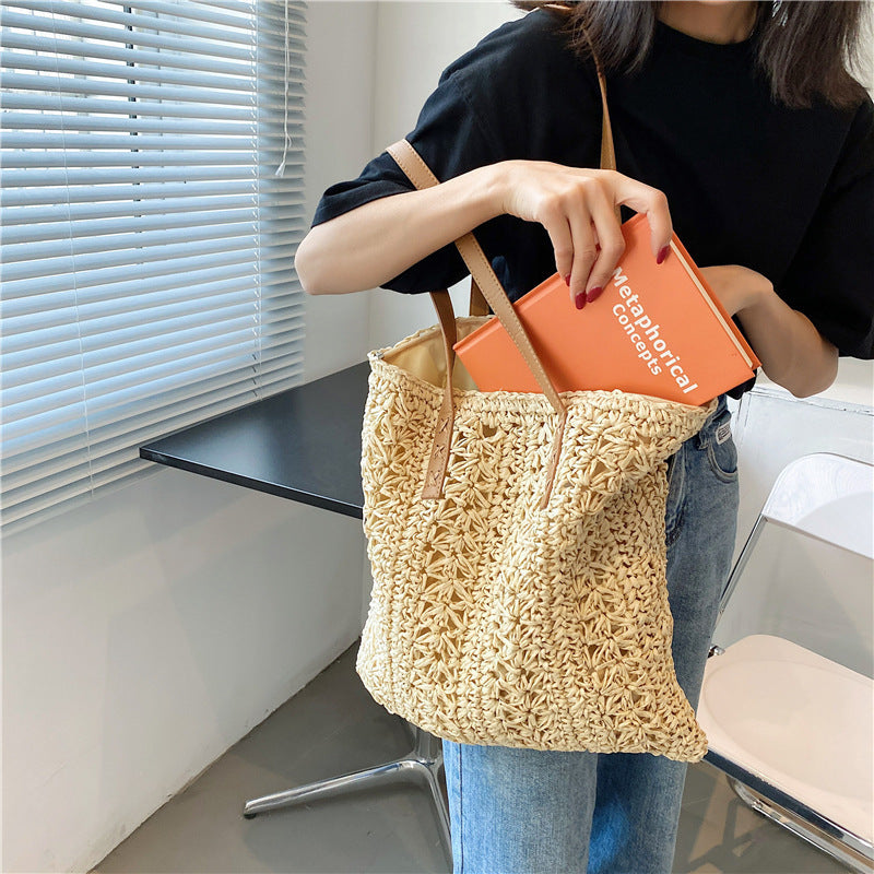 bags : Bos Geweven Grote Tas - Khaki in Beige van Pantino