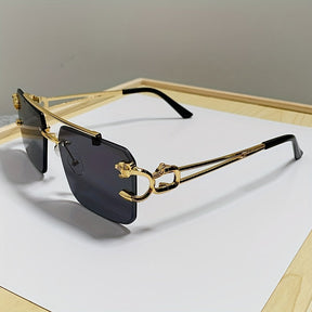Sunglasses : Heren Randloze Vierkante Zonnebril Grijs - Stijlvol & UV400 Bescherming in van Pantino