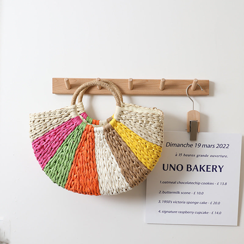 bags : Strandtas Beige - Strandvakantie Regenboog in van Pantino