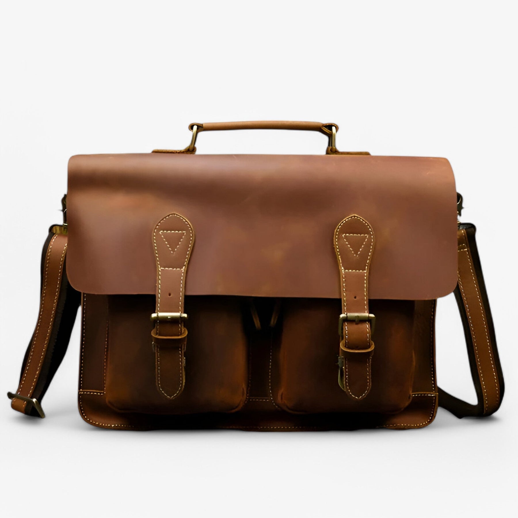 bags : Luxe Lederen Aktetas Leer - Lichtbruin in Lichtbruin van Pantino