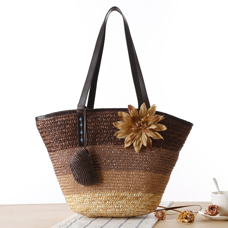 bags : Schoudertas Dames Paars - Strand Stro in van Pantino