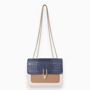 bags : Elegante Vierkante Flap Handtas Dames - Verfijnd Tijdloos - Kunstleer in Diepblauw van Pantino
