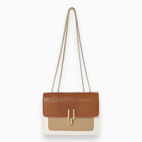 bags : Elegante Vierkante Flap Handtas Dames - Verfijnd Tijdloos - Kunstleer in Lichtbruin van Pantino