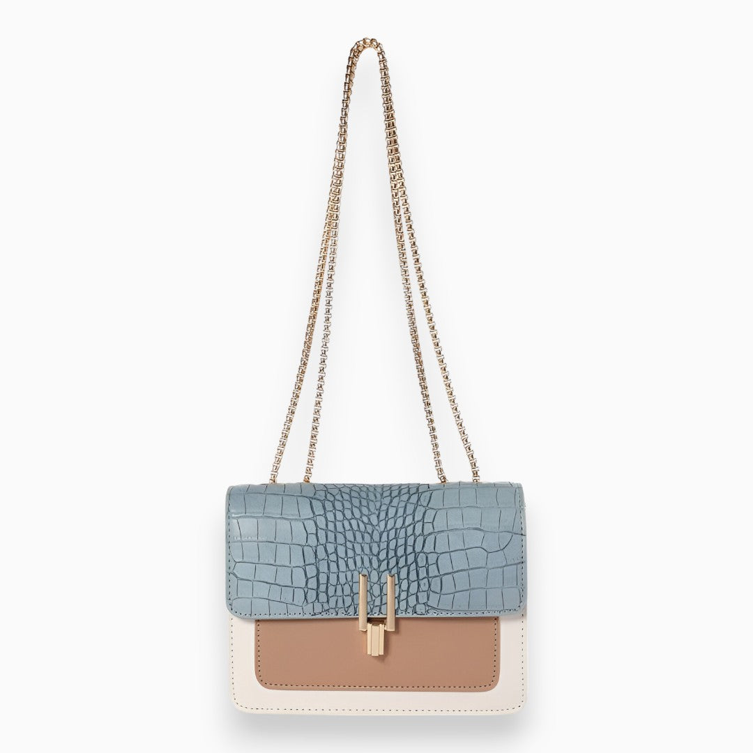 bags : Elegante Vierkante Flap Handtas Dames - Verfijnd Tijdloos - Kunstleer in Lichtblauw van Pantino