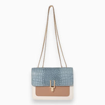 bags : Elegante Vierkante Flap Handtas Dames - Verfijnd Tijdloos - Kunstleer in Lichtblauw van Pantino