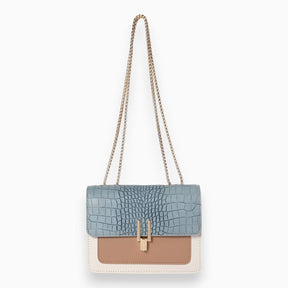 bags : Elegante Vierkante Flap Handtas Dames - Verfijnd Tijdloos - Kunstleer in Lichtblauw van Pantino