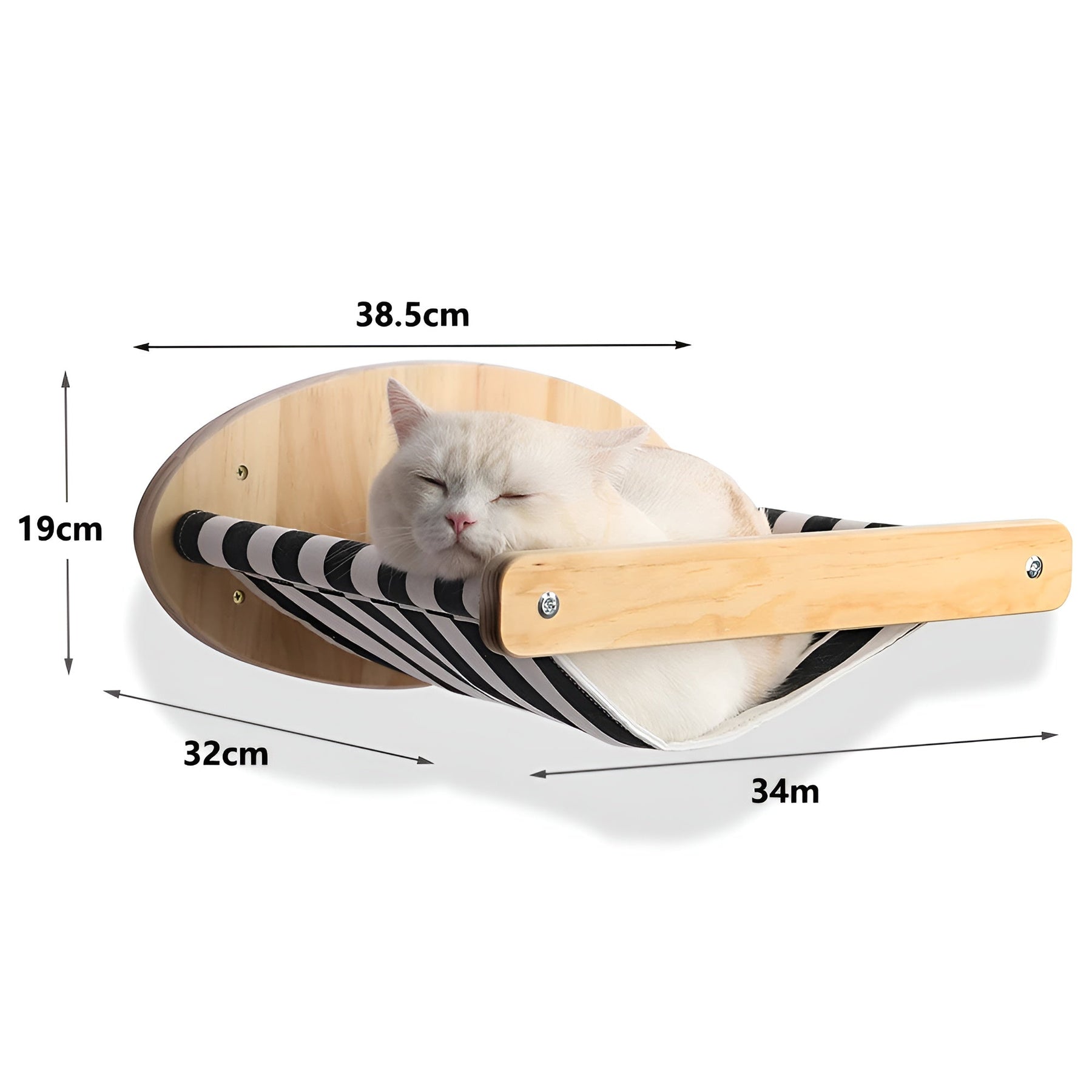 pets : Kattenklimplank Wandmontage - Krabpaal Instinct Training - Hout in Gestreepte Kattenhangmat van Pantino