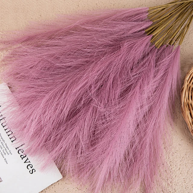 home & garden : Pluizige Pampas Kunstbloemen Beige - Sfeervolle Woonkamer Decoratie - Synthetisch in Paars van Pantino