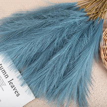 home & garden : Pluizige Pampas Kunstbloemen Beige - Sfeervolle Woonkamer Decoratie - Synthetisch in Lichtblauw van Pantino