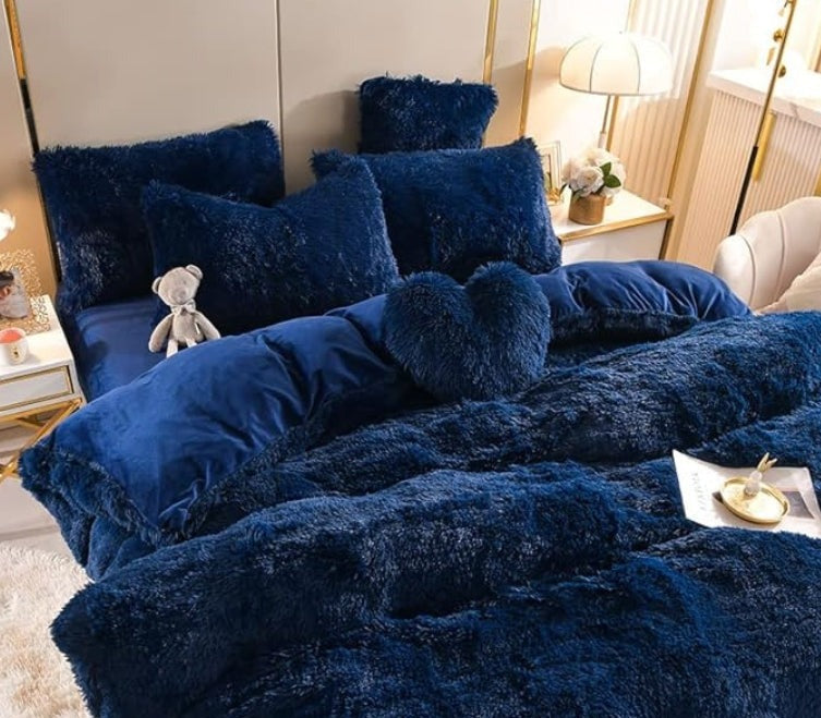home & garden : Set (5st) Knusse Zachte Fleece Microvezel Winterdeken - Donkerroze in Donkerblauw van Pantino