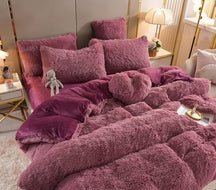 home & garden : Set (5st) Knusse Zachte Fleece Microvezel Winterdeken - Donkerroze in Donkerroze van Pantino