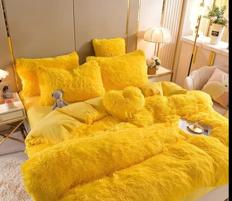 home & garden : Set (5st) Knusse Zachte Fleece Microvezel Winterdeken - Donkerroze in Geel van Pantino