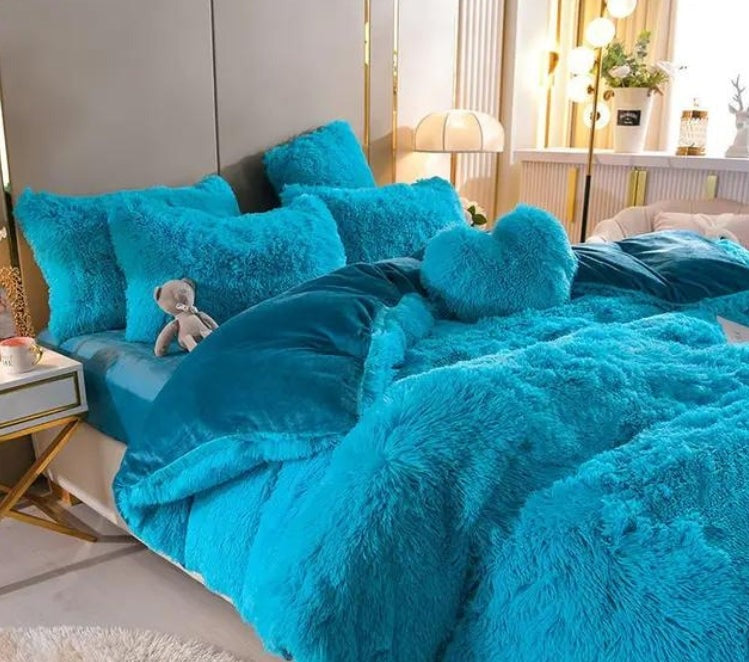 home & garden : Set (5st) Knusse Zachte Fleece Microvezel Winterdeken - Donkerroze in Lichtblauw van Pantino