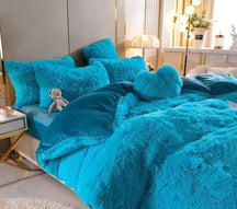 home & garden : Set (5st) Knusse Zachte Fleece Microvezel Winterdeken - Donkerroze in Lichtblauw van Pantino