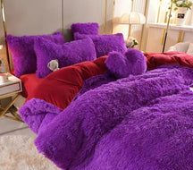 home & garden : Set (5st) Knusse Zachte Fleece Microvezel Winterdeken - Donkerroze in Paars van Pantino