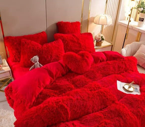 home & garden : Set (5st) Knusse Zachte Fleece Microvezel Winterdeken - Donkerroze in Rood van Pantino