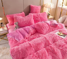 home & garden : Set (5st) Knusse Zachte Fleece Microvezel Winterdeken - Donkerroze in Rosa van Pantino