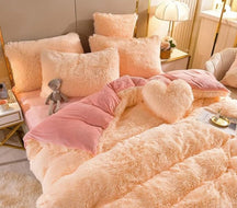 home & garden : Set (5st) Knusse Zachte Fleece Microvezel Winterdeken - Donkerroze in Zalmkleur van Pantino