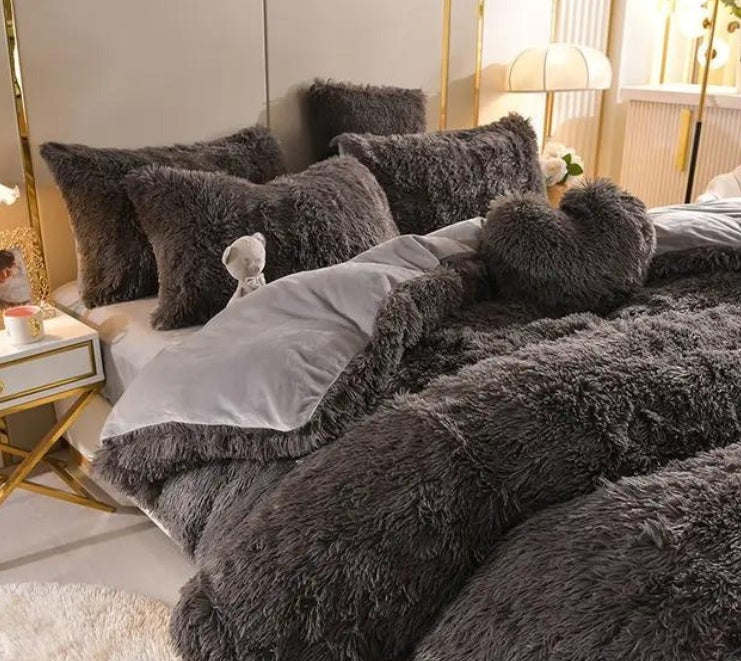 home & garden : Set (5st) Knusse Zachte Fleece Microvezel Winterdeken - Donkerroze in Grijs Zwart van Pantino