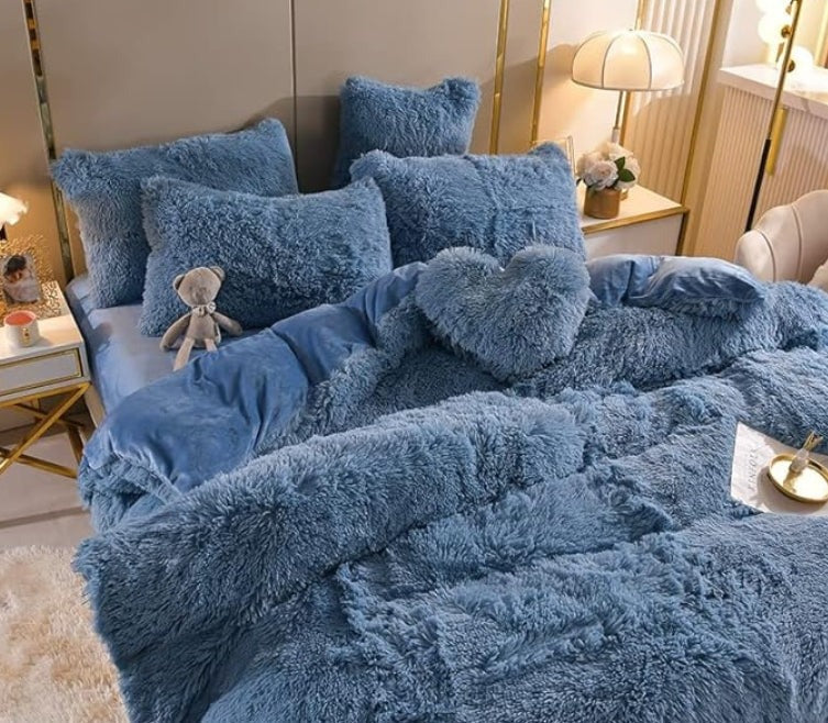 home & garden : Set (5st) Knusse Zachte Fleece Microvezel Winterdeken - Donkerroze in Blauw van Pantino