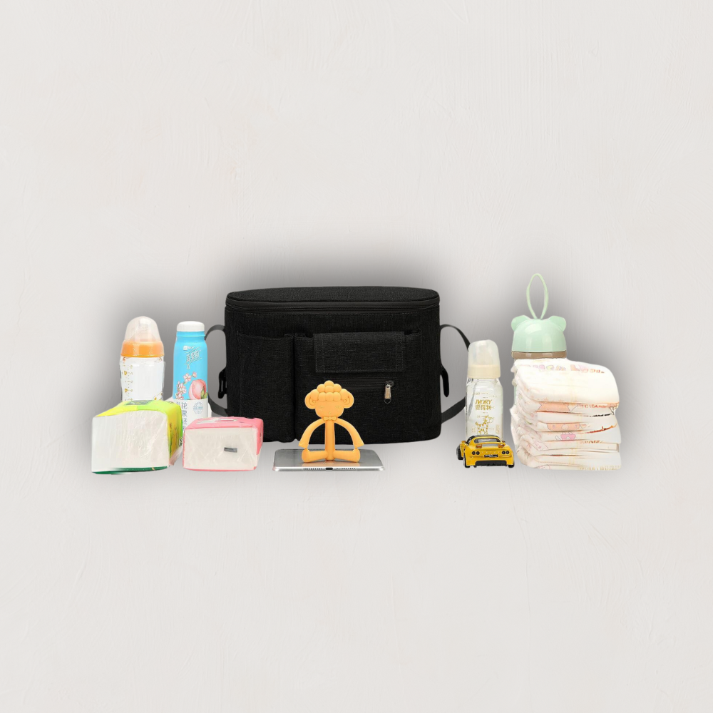 Tassen : Kinderwagen Organizer Tas Zwart - Buggy Accessoire - Flessenhouder in van Pantino