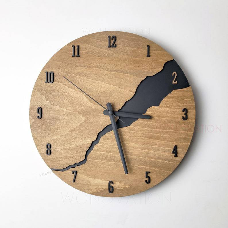 home & garden : GrandArc Wandklok Hout - Groot Formaat - Minimalistisch Design in Cijfers 30x30 cm van Pantino