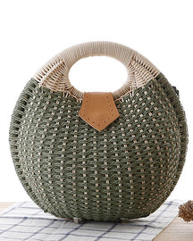 bags : Rotan Schoudertas Dames Wit - Handgeweven Bohemian Stijl in leger groen van Pantino