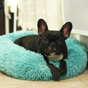 pets : FluffyBed Donutbed Pluche – Rond Hondenkussen – Wasbaar in Mintgroen (bijna uitverkocht) van Pantino