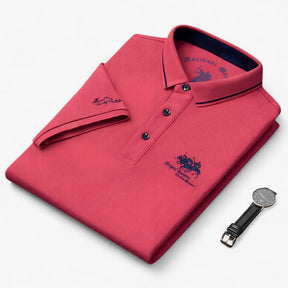 Polo Shirt : Heren Polo Zwart - Ademend Katoen Piqué voor Comfort Fit & Duurzaamheid in Rood van Pantino