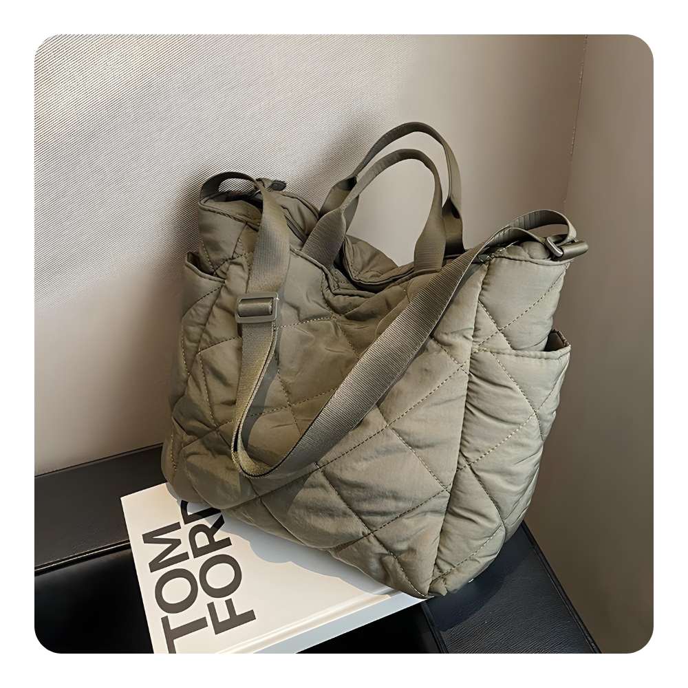 Tassen : Gewatteerde Tote Bag Dames - Nylon Schoudertas - Verstelbare Riem in van Pantino