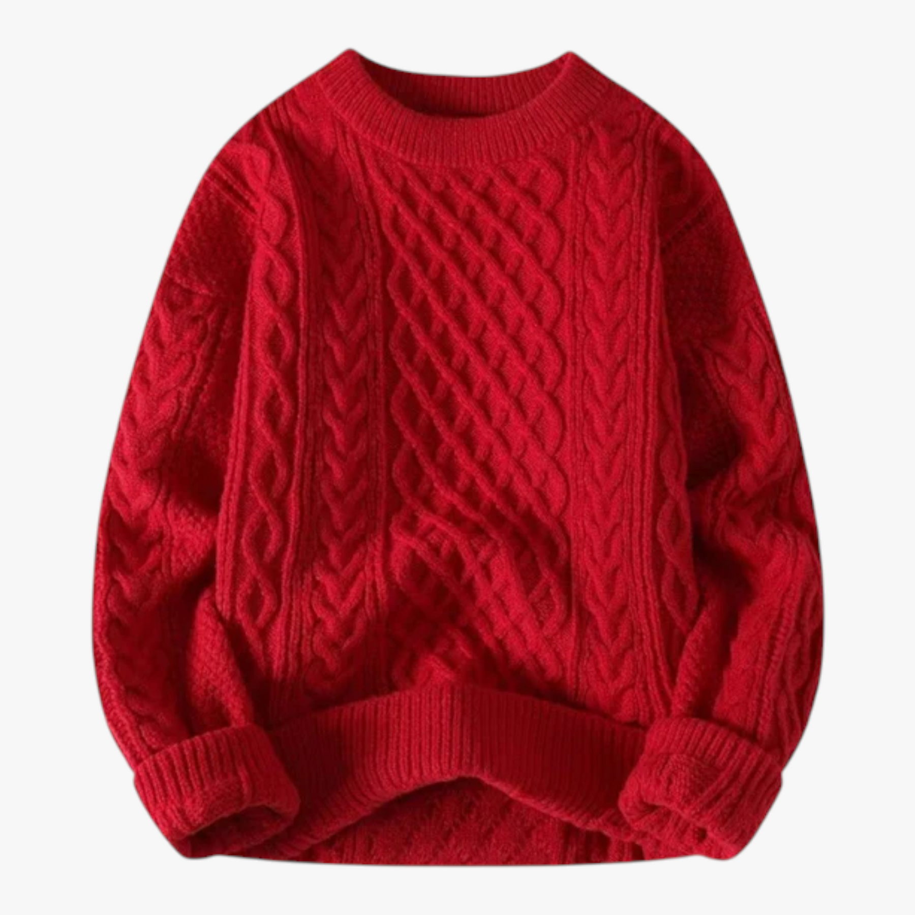 Herentruien : Heren Casual Gebreide Trui voor de Herfst - Khaki in Rood van Pantino