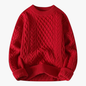 Herentruien : Heren Casual Gebreide Trui voor de Herfst - Khaki in Rood van Pantino