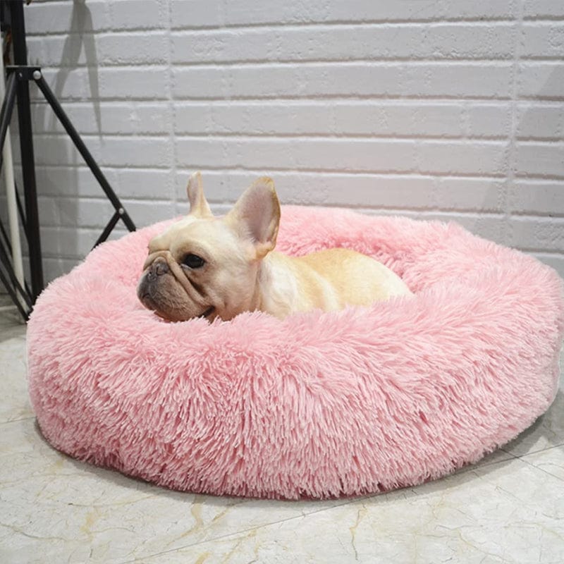 pets : Hondenmand Fluffy Calming Bed Koffie - Zacht Anti-Angst voor Kleine & Middelgrote Honden in Roze van Pantino