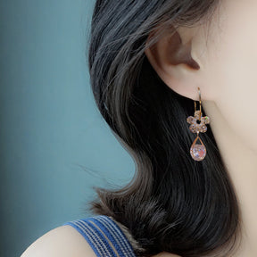 Earrings : Ring Paars - Luxury Flower Earrings - Modieuze Glanzende Kristal Accessoires in van Pantino