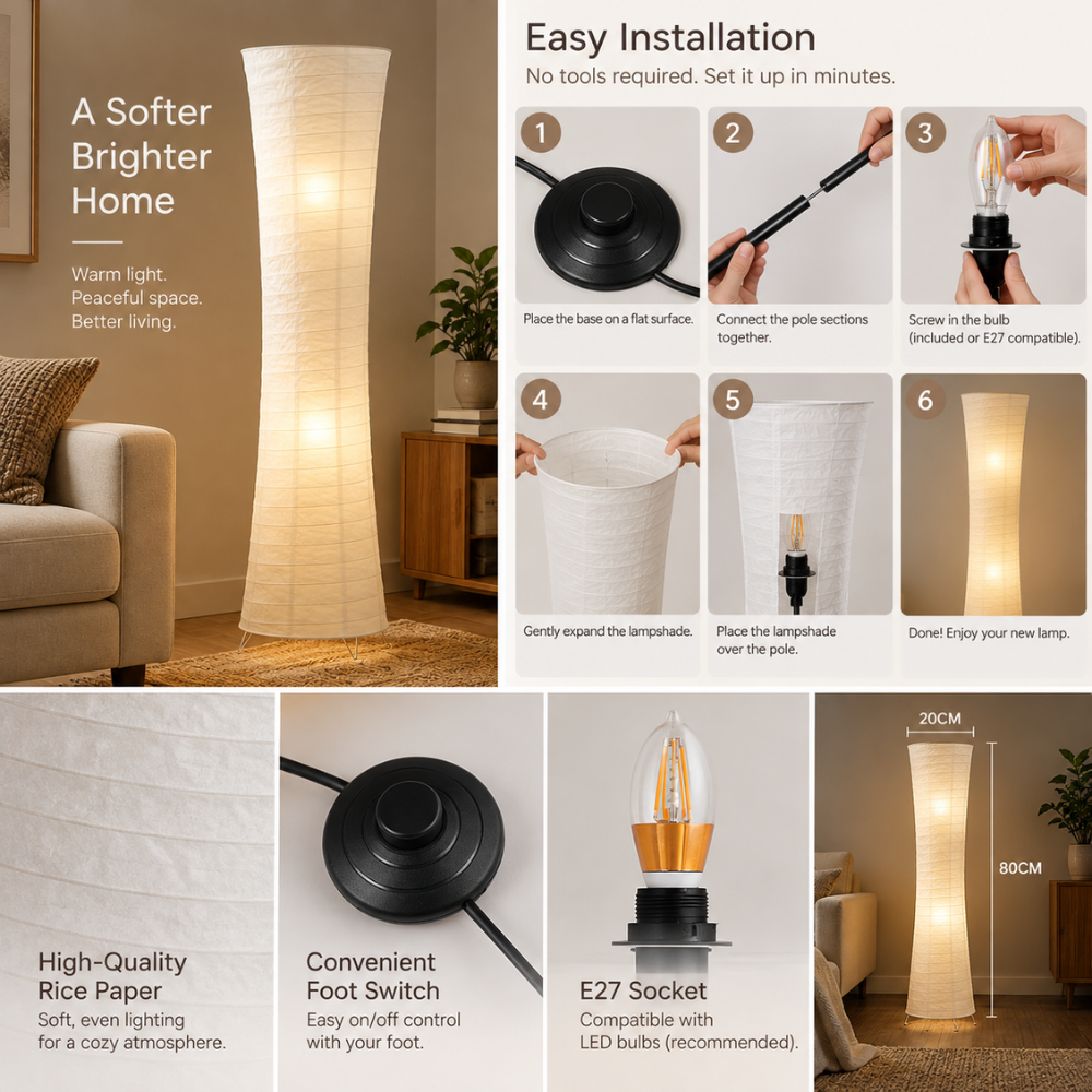 Sculpturale LED Vloerlamp – Warme Woonkamersfeer