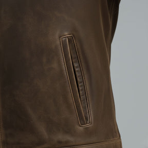 Leren jas : Heren Bikerjack Bruin Kunstleer - Zacht, Stoer & Comfortabel Casual Design in van Pantino