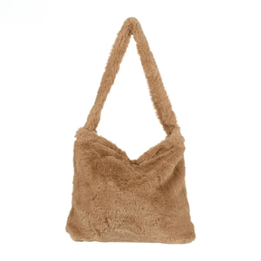 Tassen : Trendy Pluche Tas Dames - Luipaard Print - Zachte Pluche Schoudertas in van Pantino
