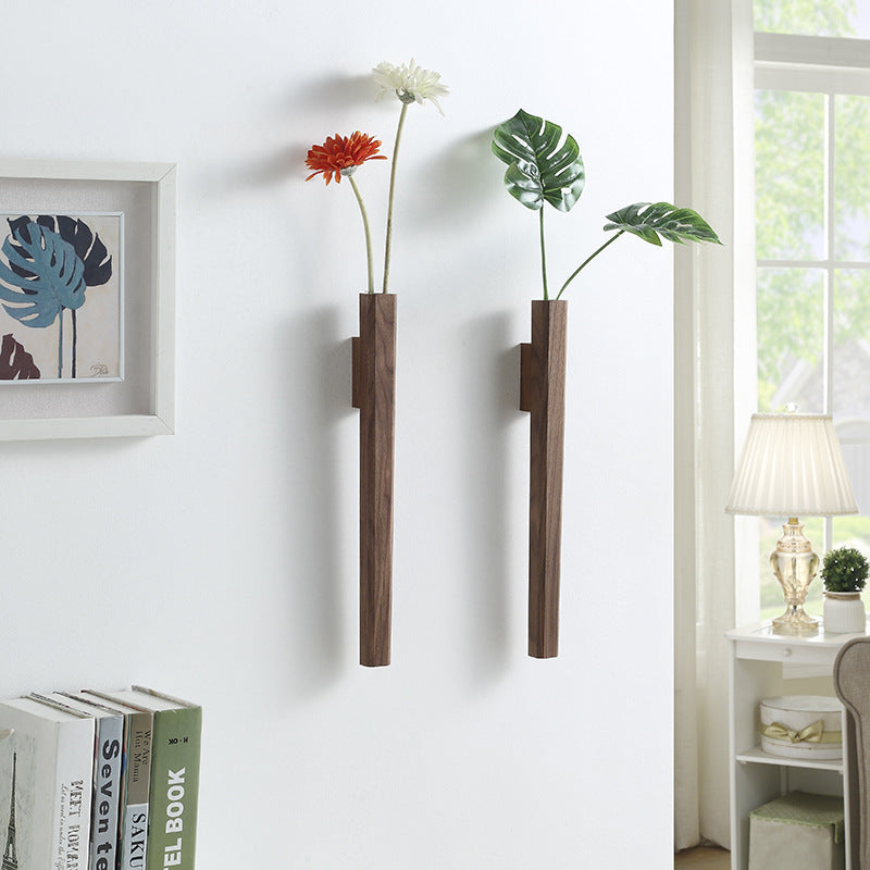 home & garden : Hangende Wandvaas Zwart - Planten Display Wanddecoratie - Hout in van Pantino