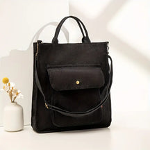 bags : Schoudertas Dames Zwart - CorduroyBag in Zwart van Pantino