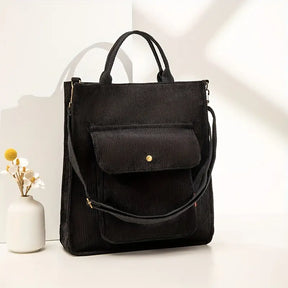 bags : Schoudertas Dames Zwart - CorduroyBag in Zwart van Pantino