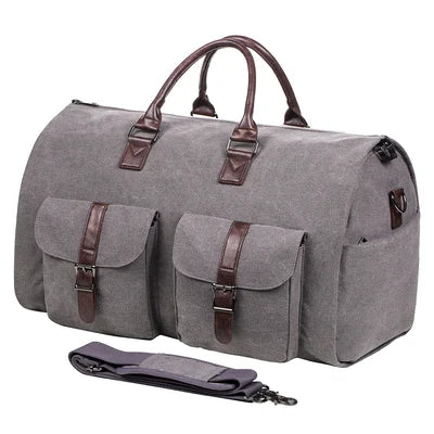 bags : Converteerbare Kledingtas - Bruin Leer - Weekendtas Heren in CANVAS - GRIJS van Pantino